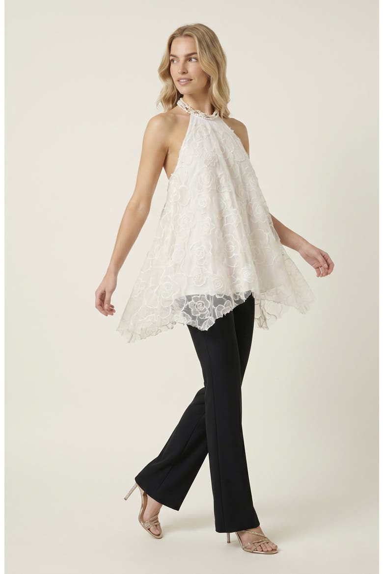 Embroidered Floral Halter Top, Alternate, color, Ivory