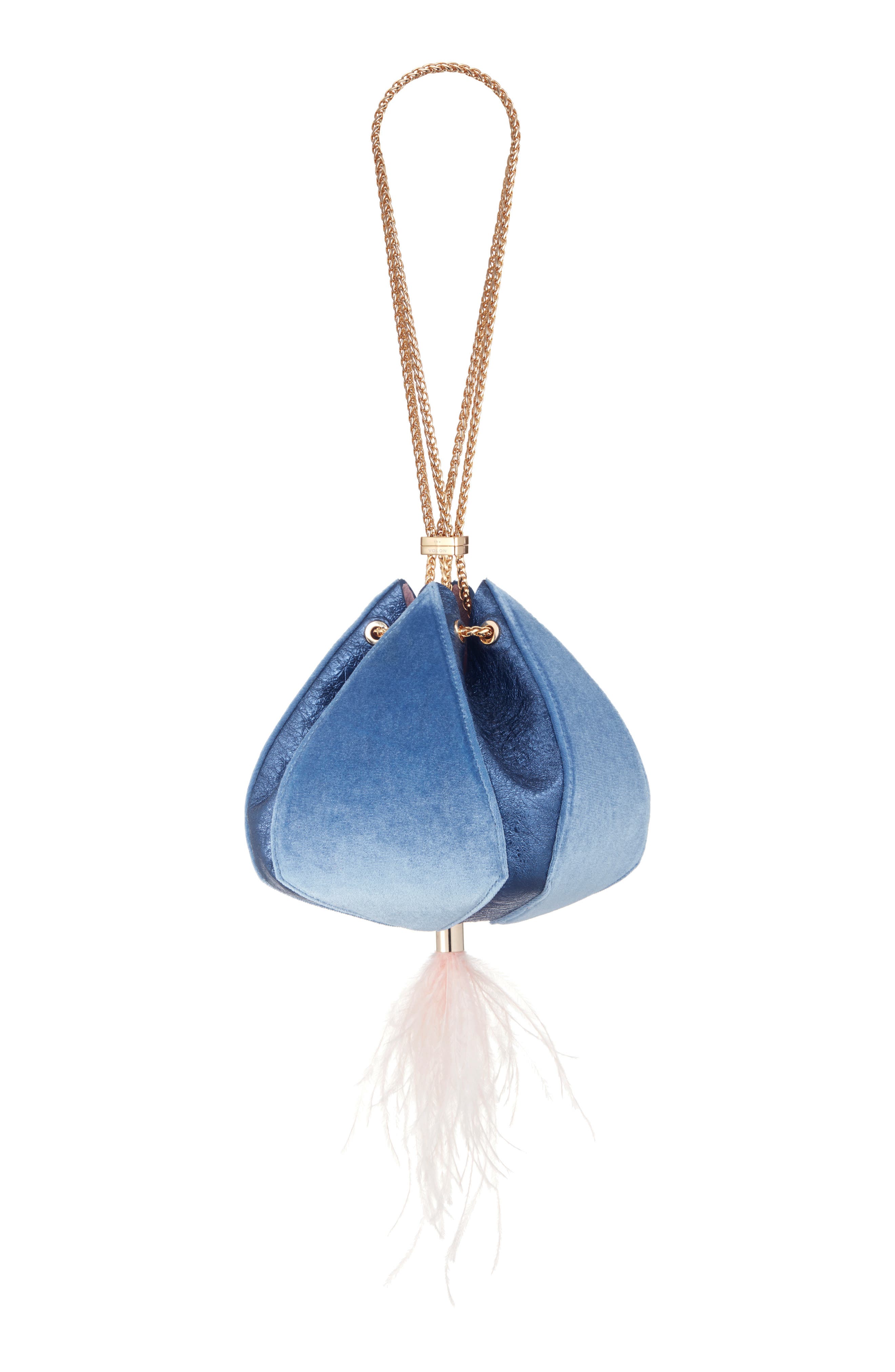 Cindy Leather & Velvet Clutch, Alternate, color, VELVET BLUE