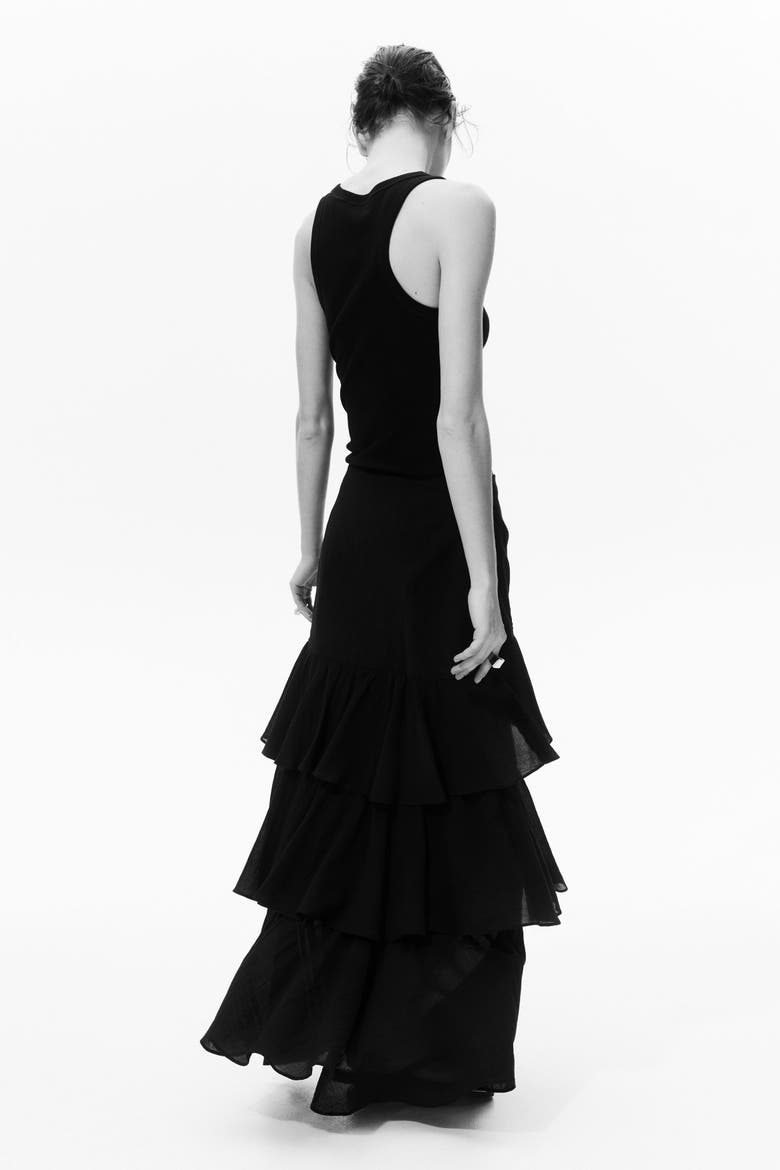 Tiered Wrap Skirt, Alternate, color, Black