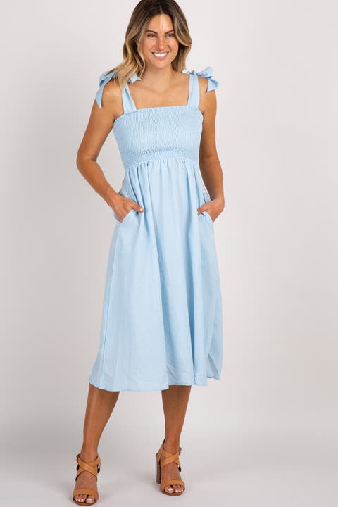 Strap Tie Smocked Dress