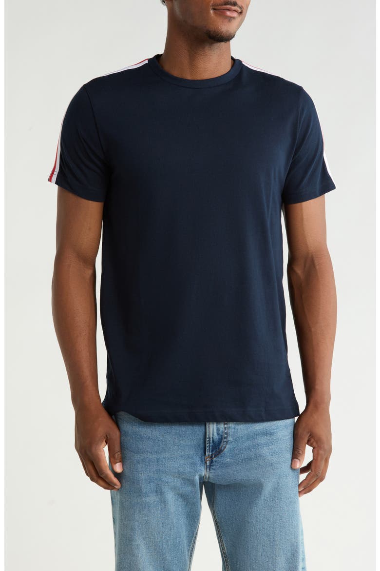 Contrast Tape Knit T-Shirt, Main, color, NAVY