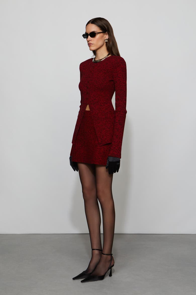 Iris Knit Skirt, Alternate, color, Lipstick Red/Black