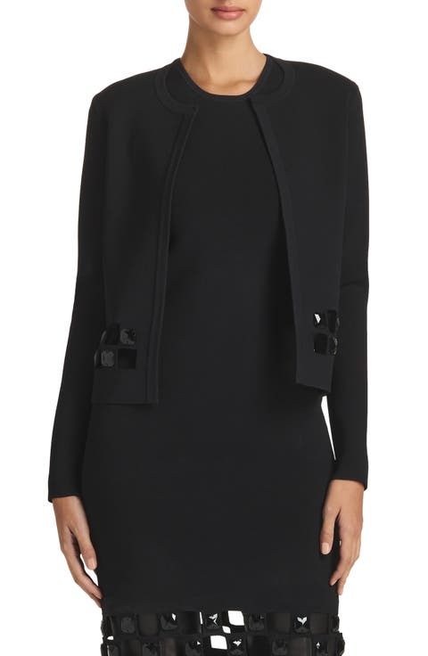 Checkerboard Cutout Detail Cardigan