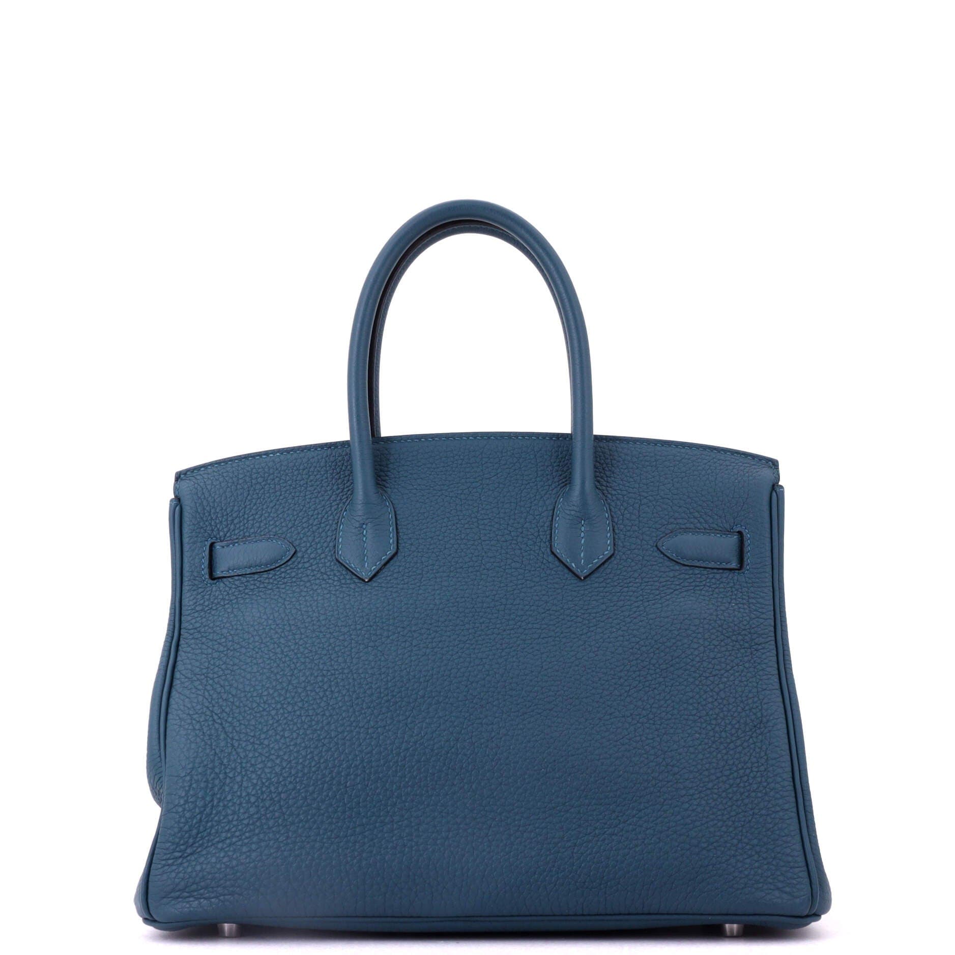 Pre-Owned Hermes Birkin Handbag Blue Togo with Palladium Hardware 30, Alternate, color, Colvert