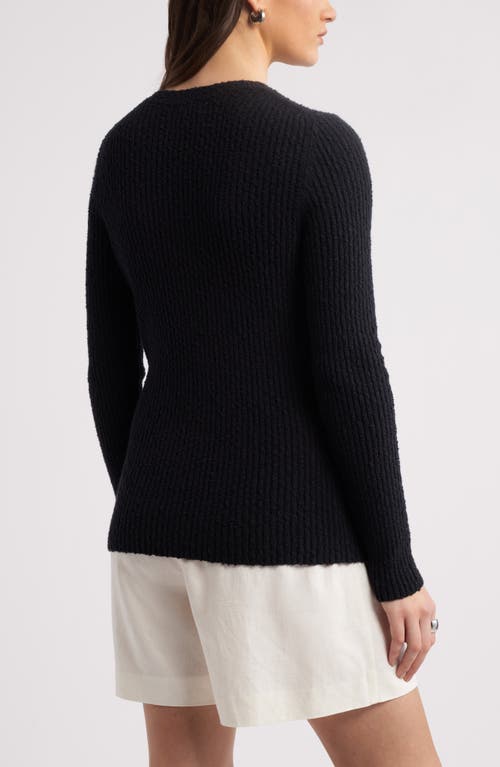 Nordstrom Textured Slim Crewneck Sweater In Black