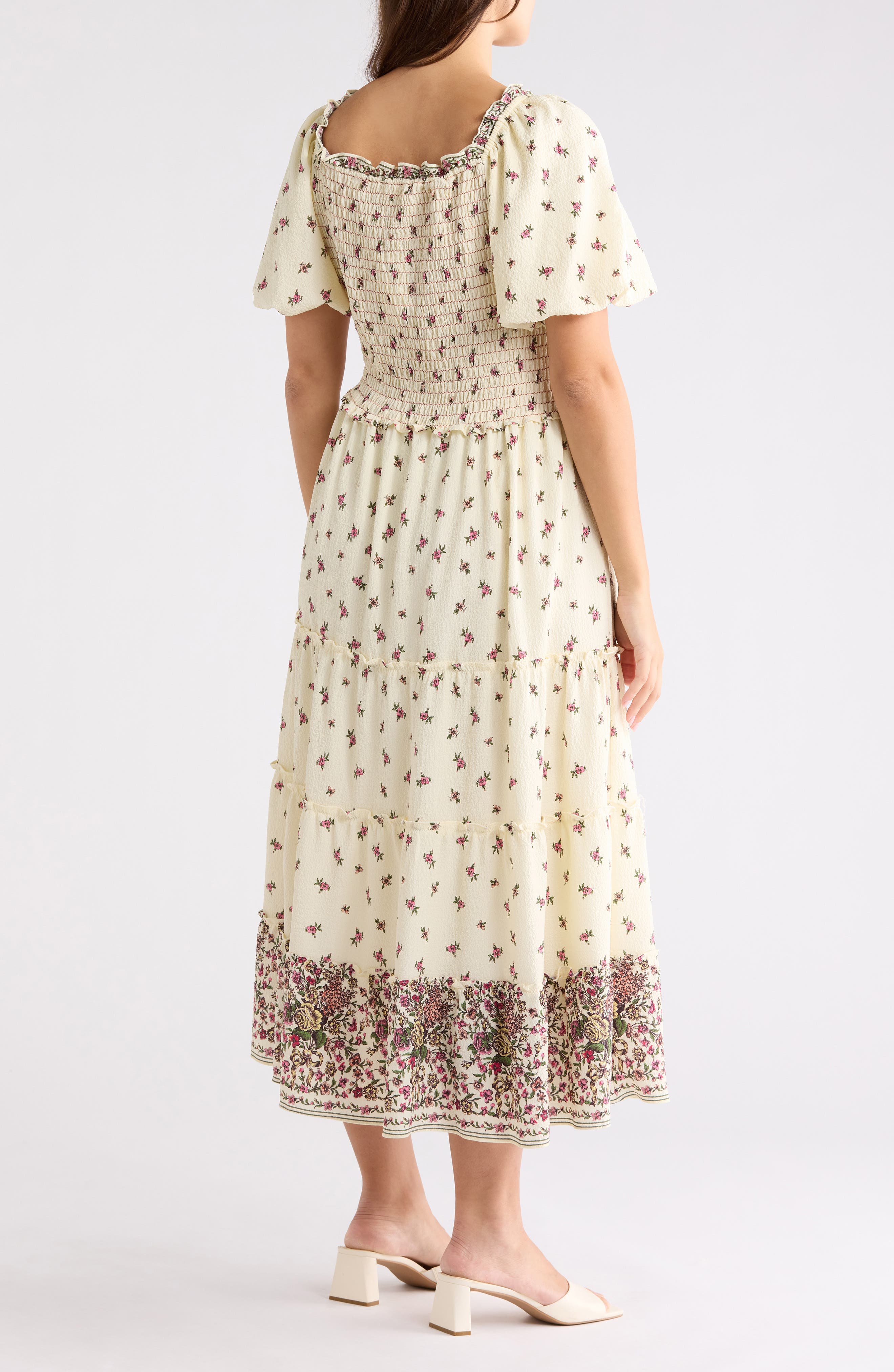 Square Neck Bubble Sleeve Dress - image 4