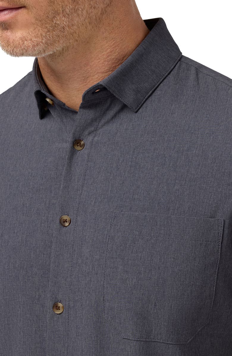 Mizzen+Main Leeward Trim Fit Short Sleeve Performance Button-Up Shirt, Alternate, color, Coastal Fjord Heather