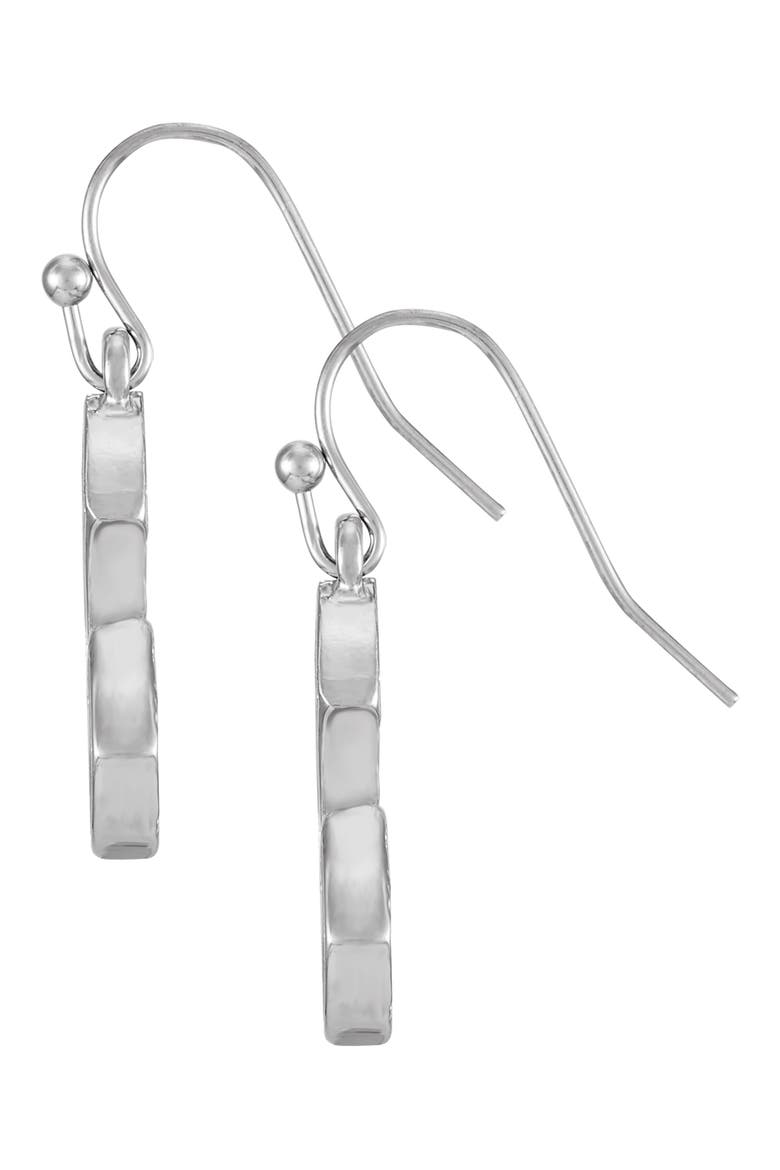 Logo Cross Drop Earrings, Alternate, color, SILVERTONE