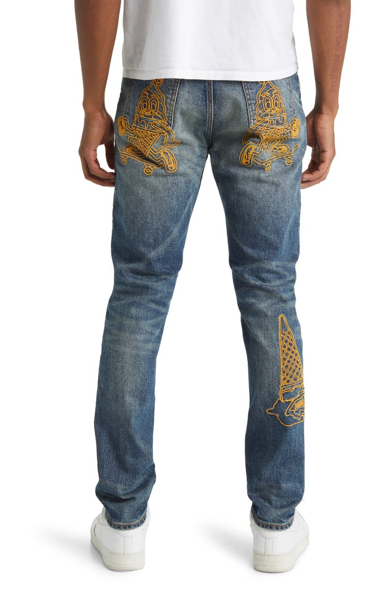 ICECREAM Perimeter Embroidered Ripped Jeans, Alternate, color, 