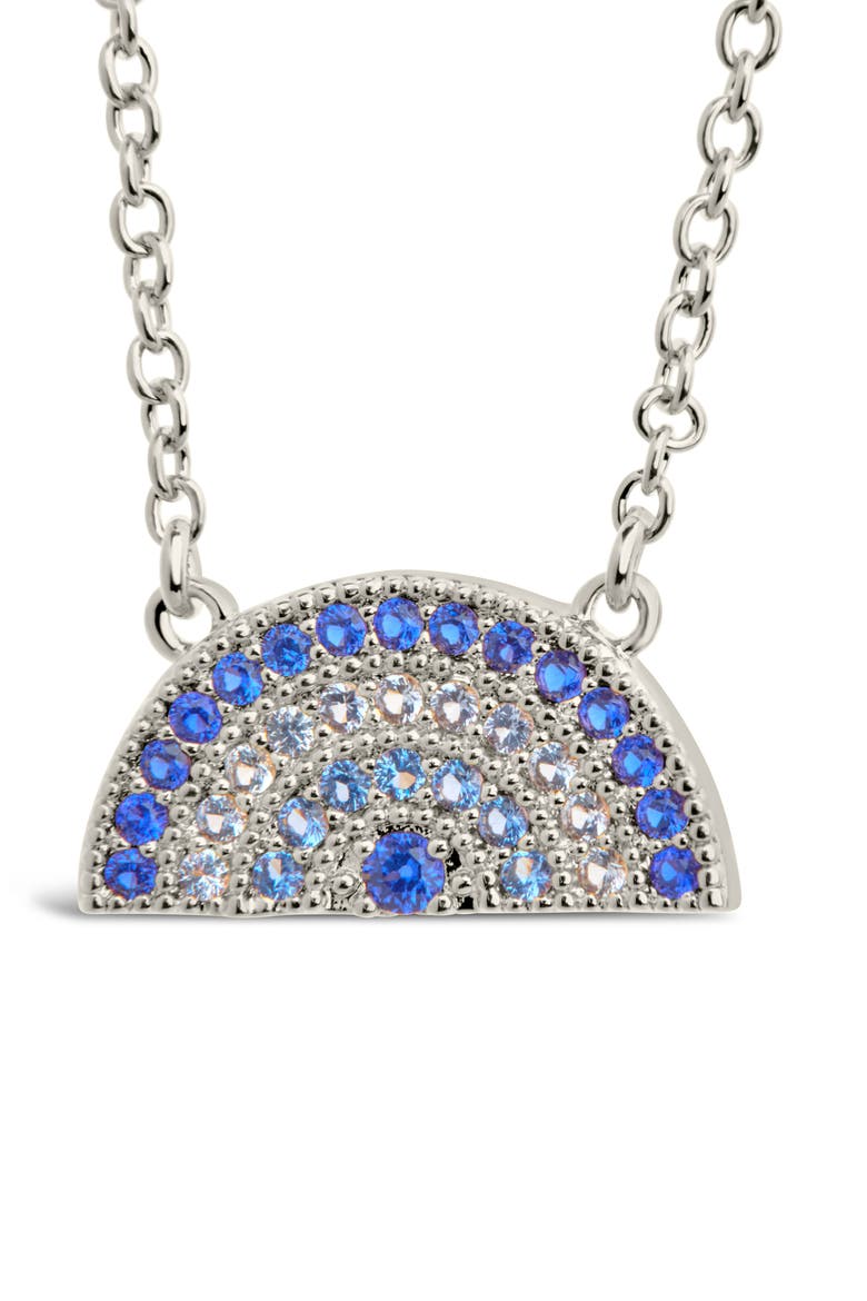 Shades of Rainbow Cubic Zirconia Pendant Necklace, Alternate, color, SILVER/ BLUE