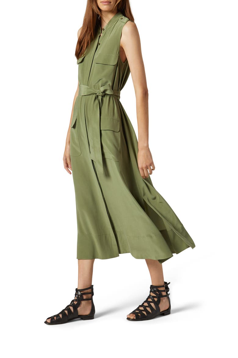 Illumina Sleeveless Silk Dress, Alternate, color, OLIVE GREEN