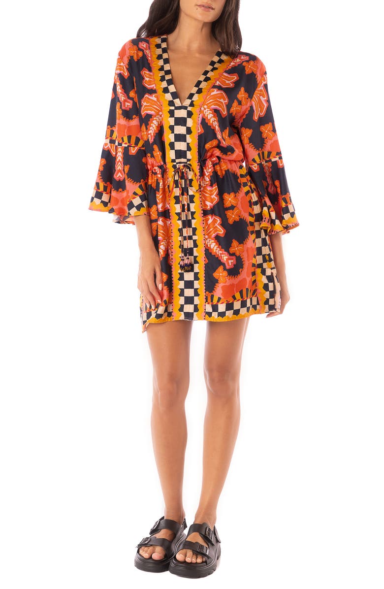 Maaji Racing Palms Joypop Cover-Up Dress, Main, color, 