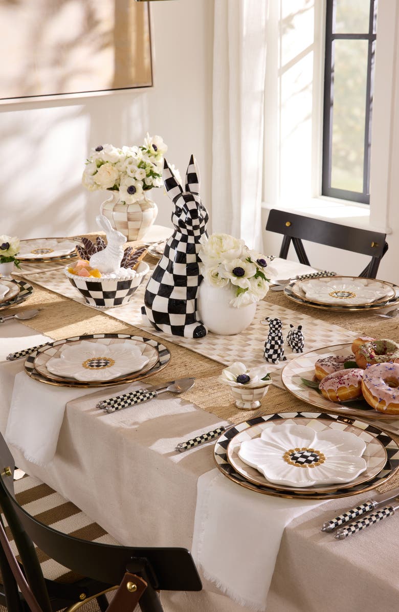 MACKENZIE CHILDS White Rabbit Set of 4 Dessert Plates, Alternate, color, White