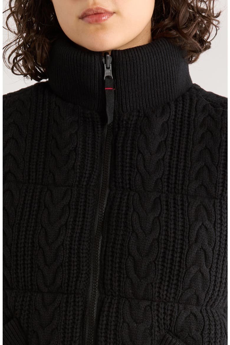 Alba Reversible Cable Knit Puffer Vest, Alternate, color, BLACK
