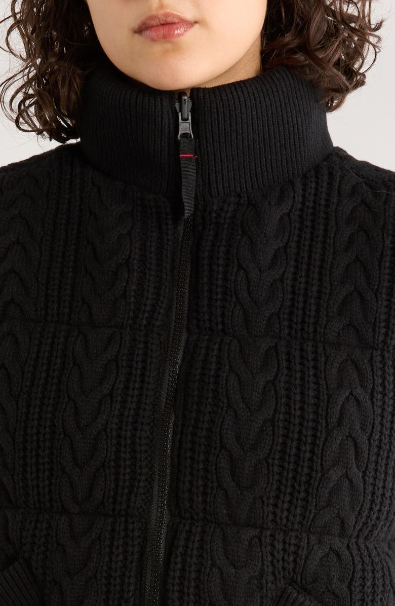 Marine Layer Alba Reversible Cable Knit Puffer Vest, Alternate, color, Black