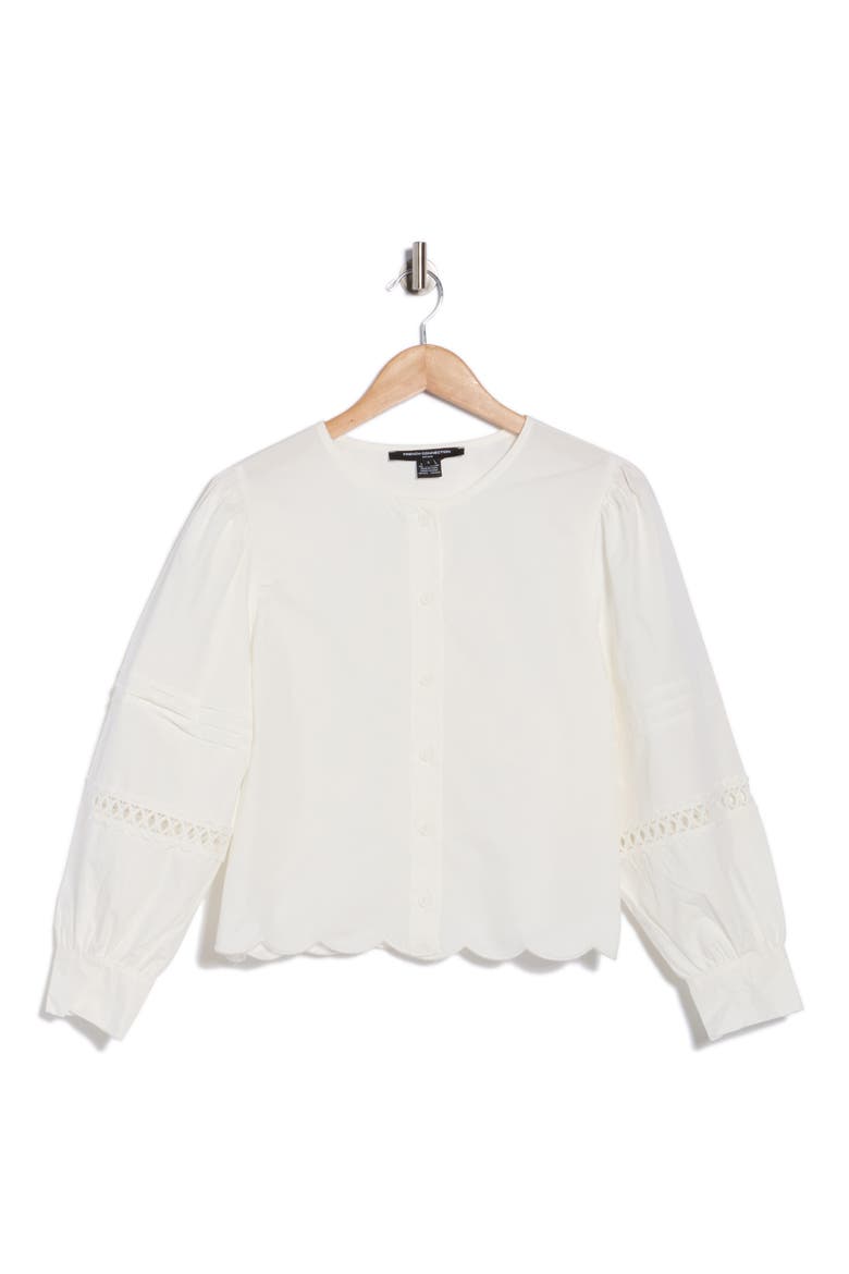 Alissa Broderie Anglaise Cotton Button-Up Shirt, Alternate, color, LINEN WHITE
