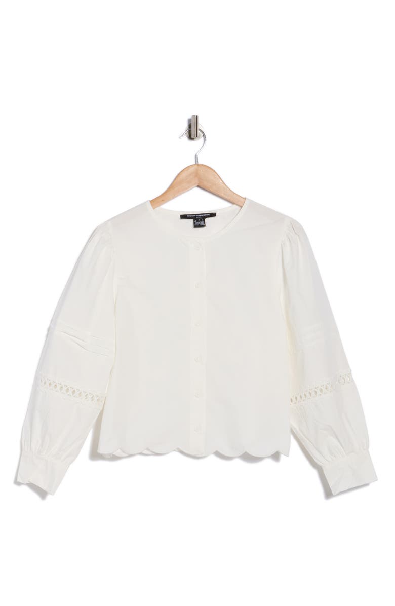 French Connection Alissa Broderie Anglaise Cotton Button-Up Shirt, Alternate, color, Linen White