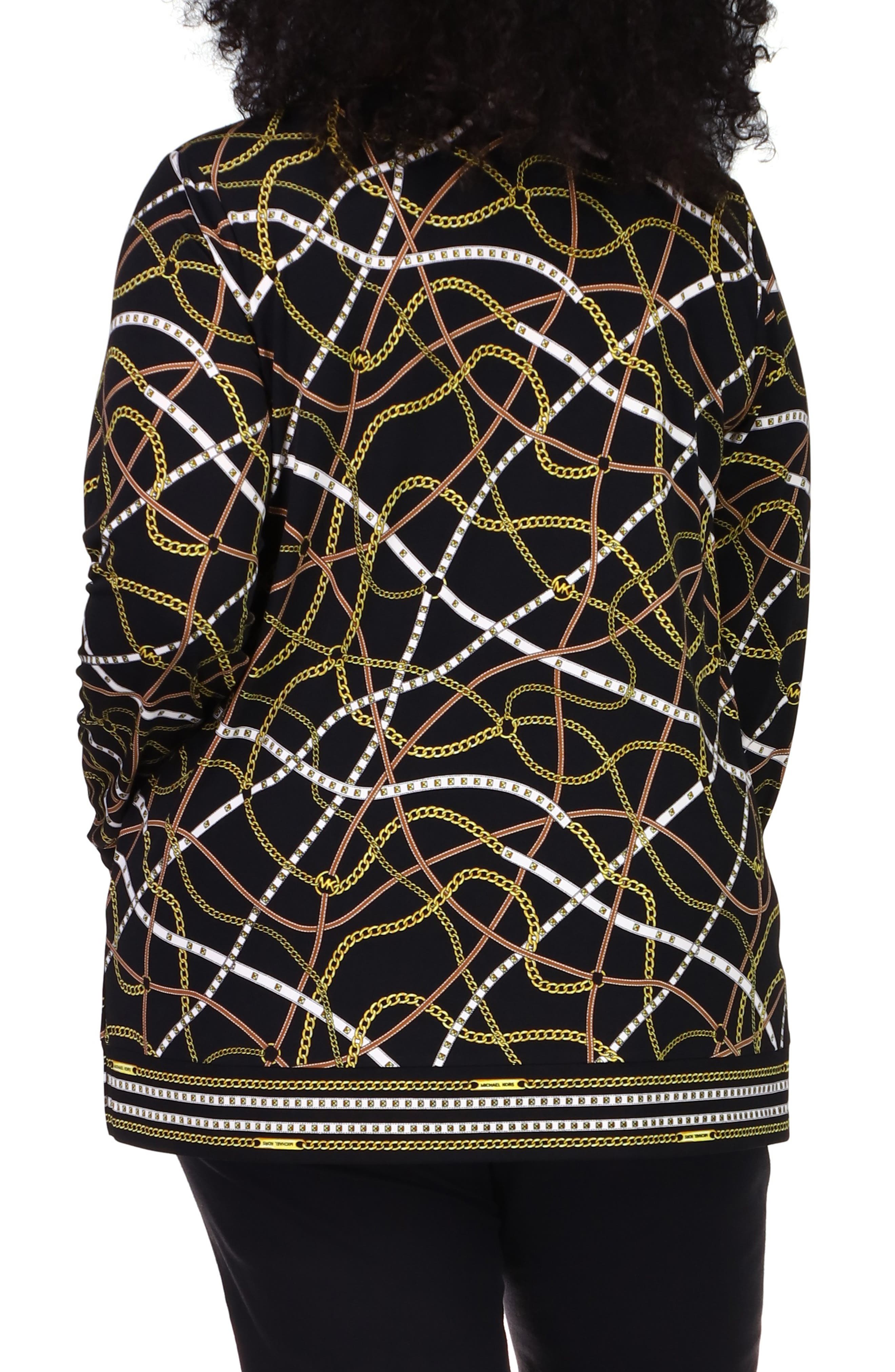MICHAEL Michael Kors Lace-Up Neck Chain Print Jersey Tunic (Women ...