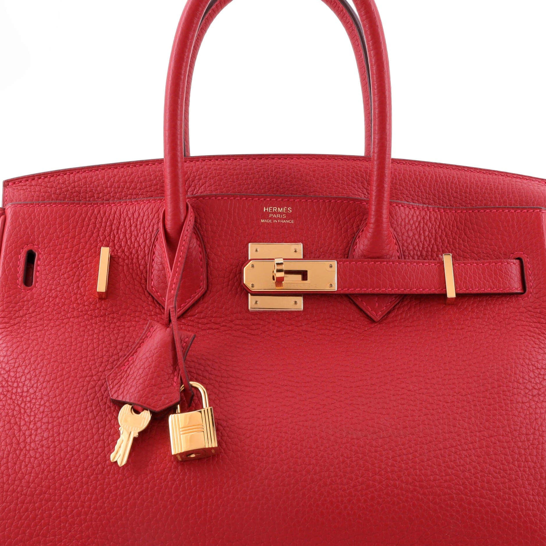 Birkin Handbag Red Clemence with Gold Hardware 30, Alternate, color, Red