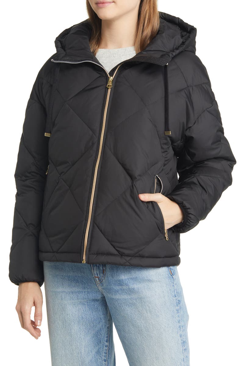 Cole Haan Women's Essential Water Resistant Crop Down & Feather Fill Hooded Jacket, Alternate, color, 