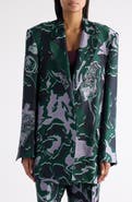 Dries Van Noten Bastis Abstract Floral Jacquard Single Breasted Crepe Blazer
