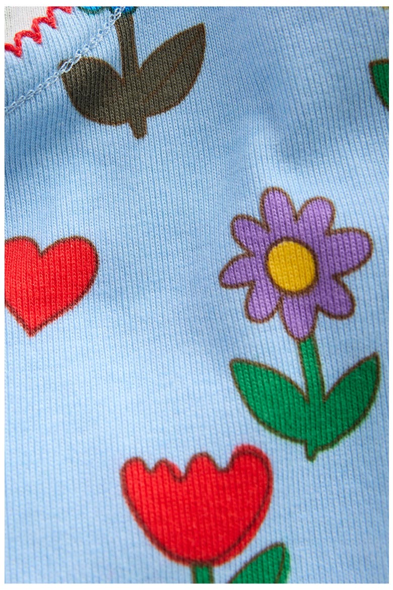 Kids' Snug Long John Fitted Two-Piece Pajamas, Alternate, color, GLACIER BLUE SUNFLOWER GARDEN