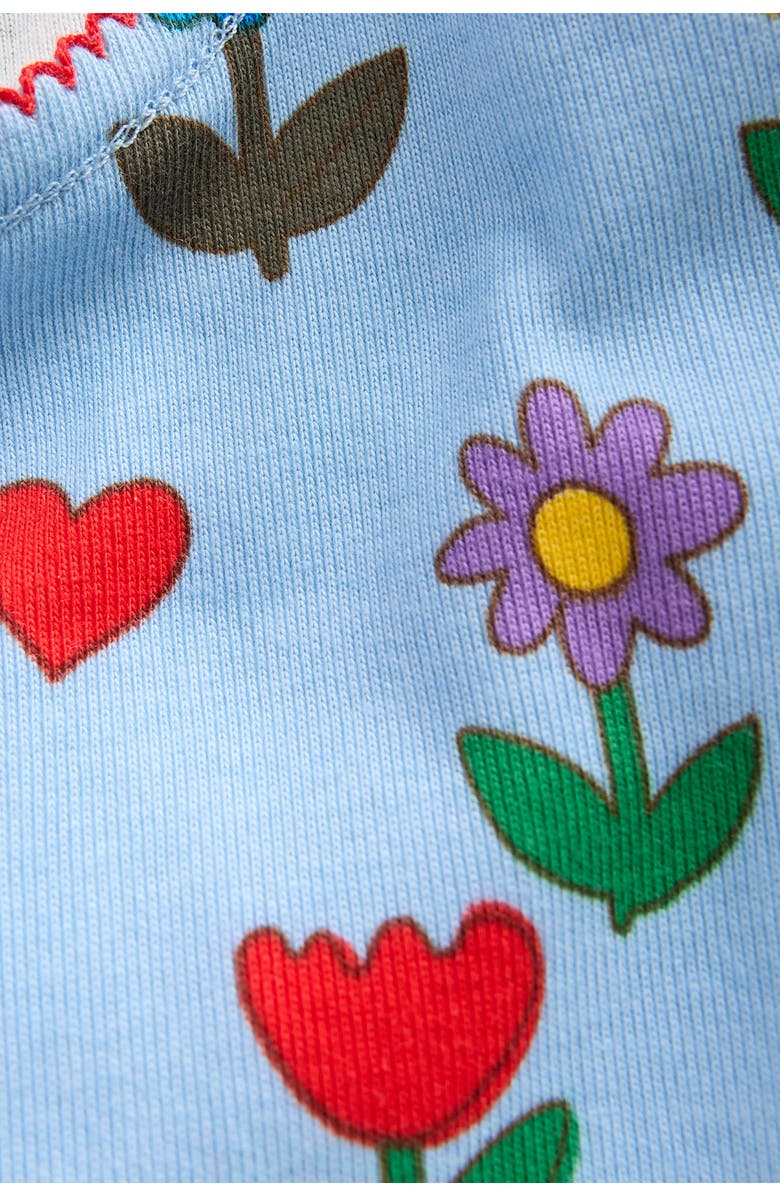 Mini Boden Kids' Snug Long John Fitted Two-Piece Pajamas, Alternate, color, Glacier Blue Sunflower Garden