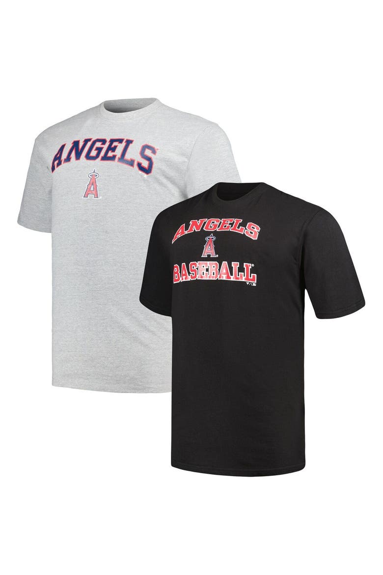 Men's Profile Black/Heather Gray Los Angeles Angels Big & Tall T-Shirt Combo Pack, Main, color, Black