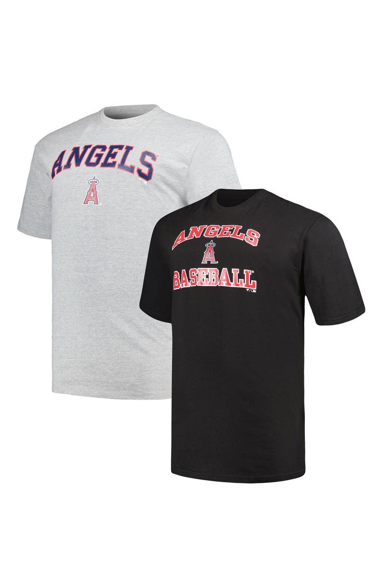 PROFILE Men's Profile Black/Heather Gray Los Angeles Angels Big & Tall T-Shirt Combo Pack, Main, color, Black
