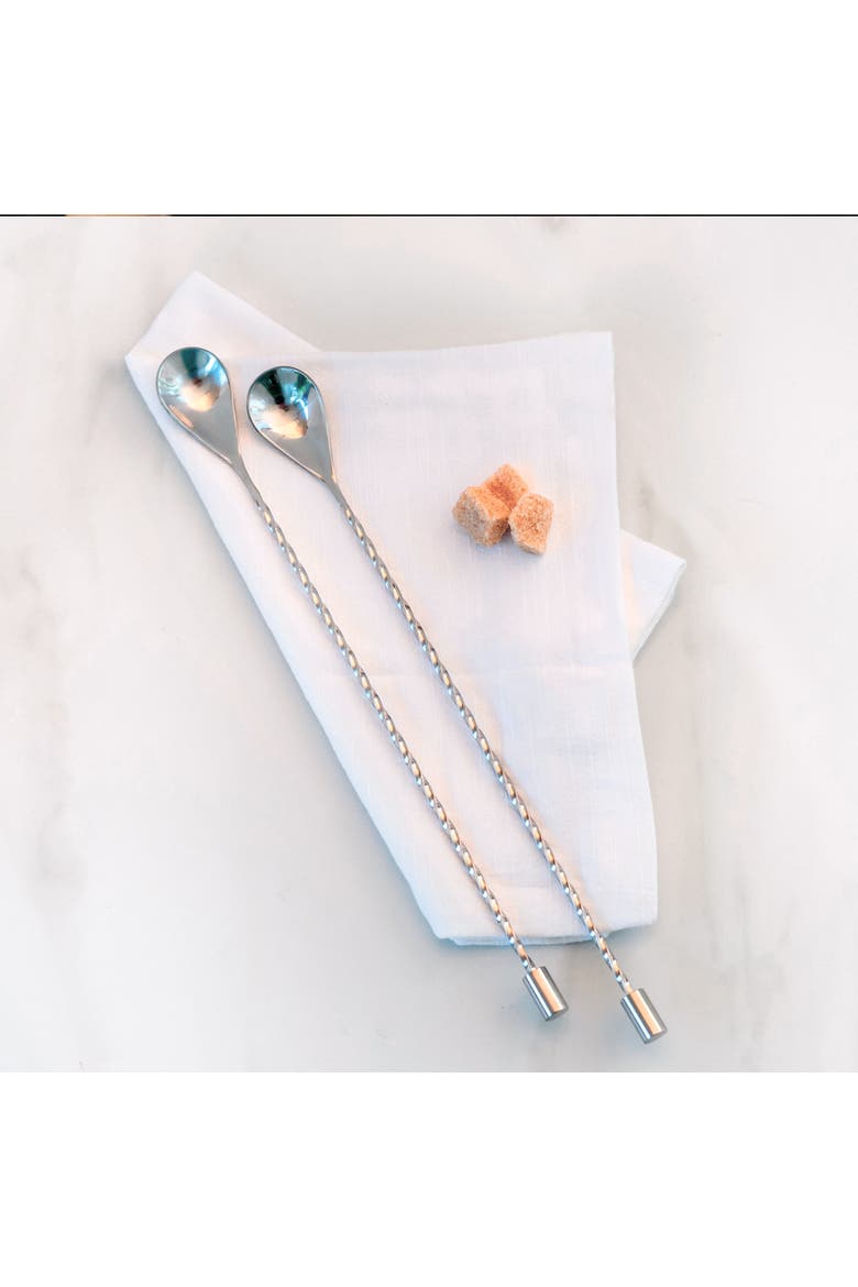 Stainless Steel Bar Spoons, Set of 2 with Spiral Handles, Alternate, color, Stainless Steel