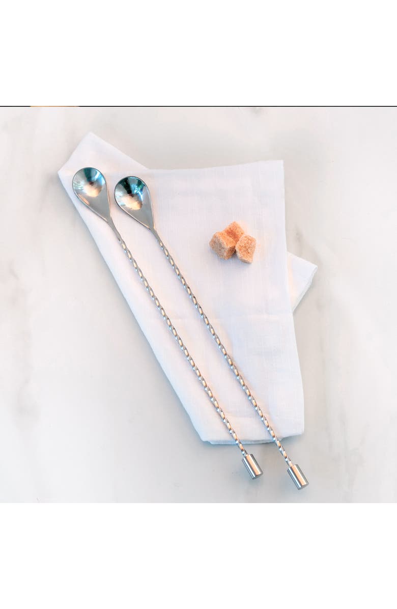 A Bar Above Stainless Steel Bar Spoons, Set of 2 with Spiral Handles, Alternate, color, Stainless Steel