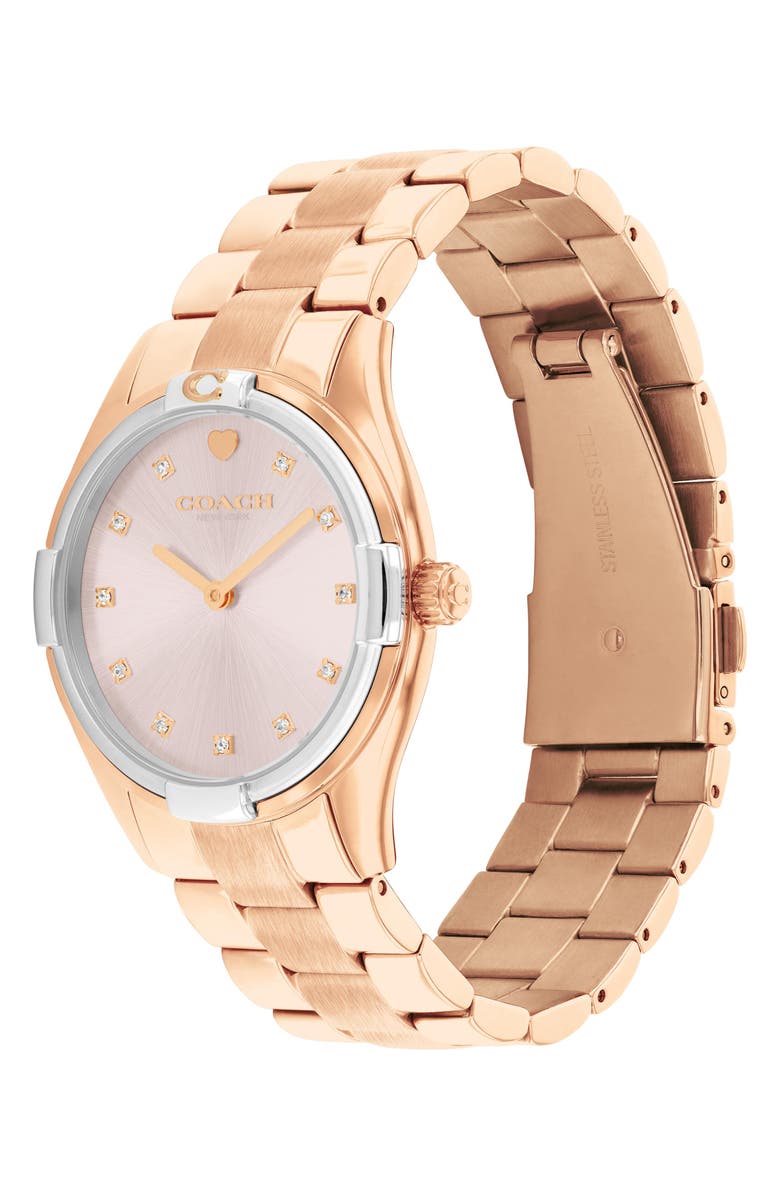 COACH Brooks Rose Gold Tone Bracelet Watch, 34mm, Alternate, color, Rose Gold