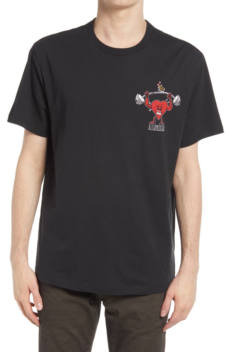 AllSaints Men
s Gains Graphic Tee, Main, color, Jet Black