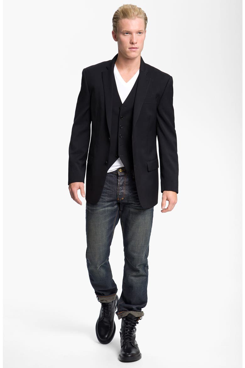 Wool Front Vest, Alternate, color, BLACK SOLID