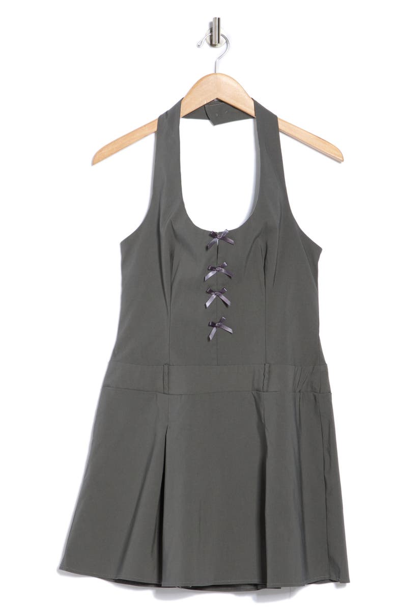 ASOS DESIGN Bow Halter Minidress, Main, color, Grey