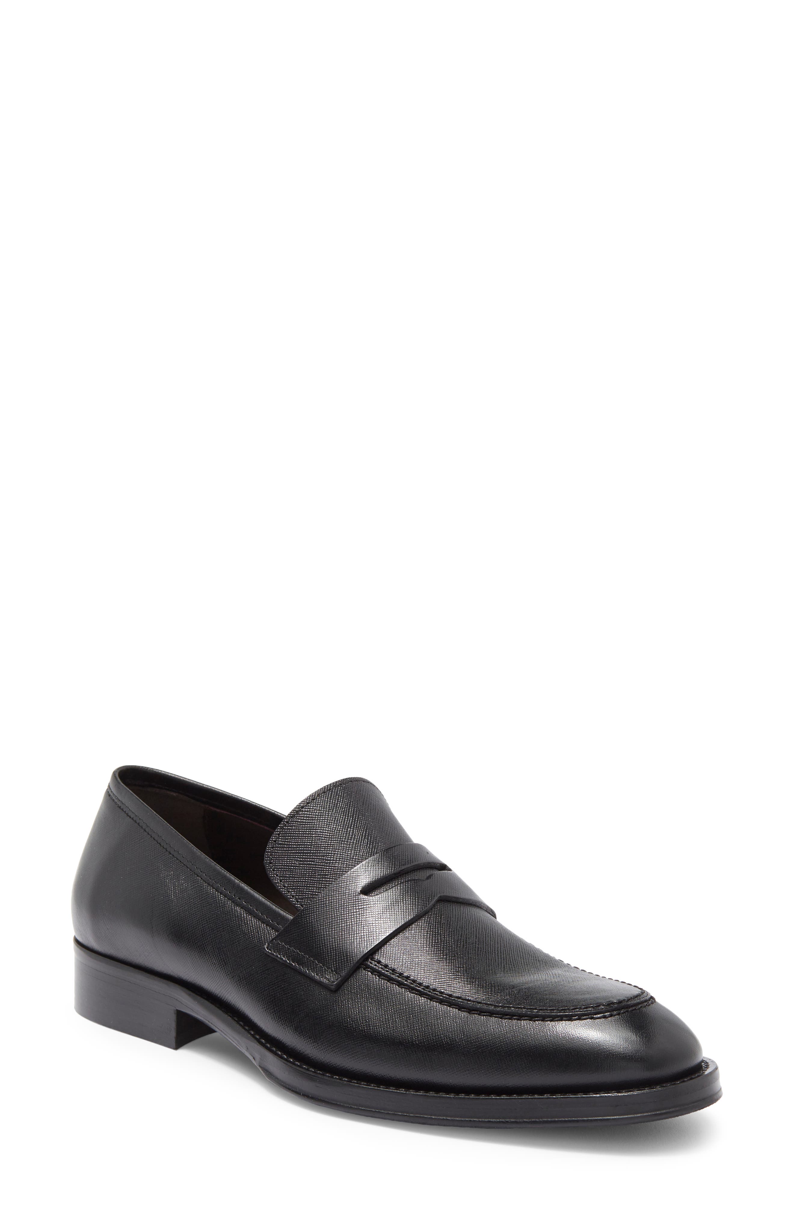 Bruno Magli Cosmo Saffiano Leather Penny Loafer