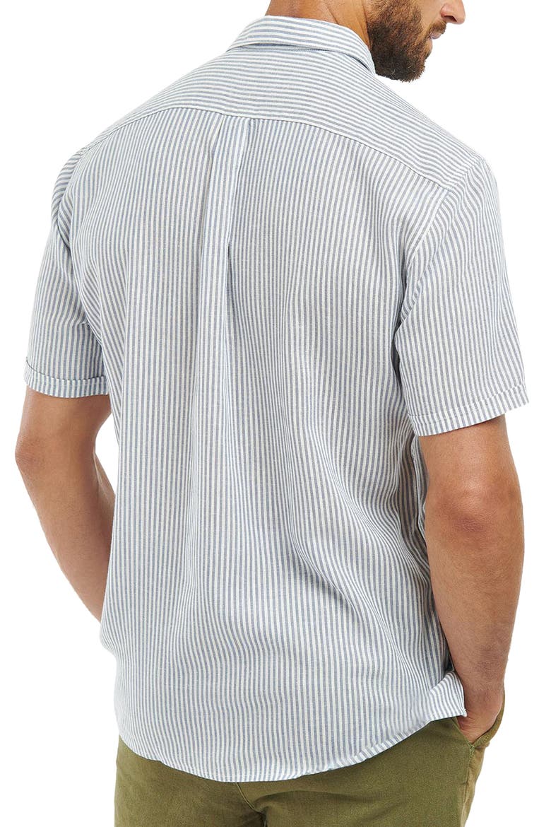 Deerpark Stripe Short Sleeve Cotton Button-Up Shirt, Alternate, color, NAVY