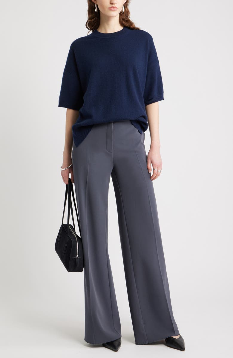 Nordstrom Relaxed Short Sleeve Cashmere Sweater, Alternate, color, Navy Night