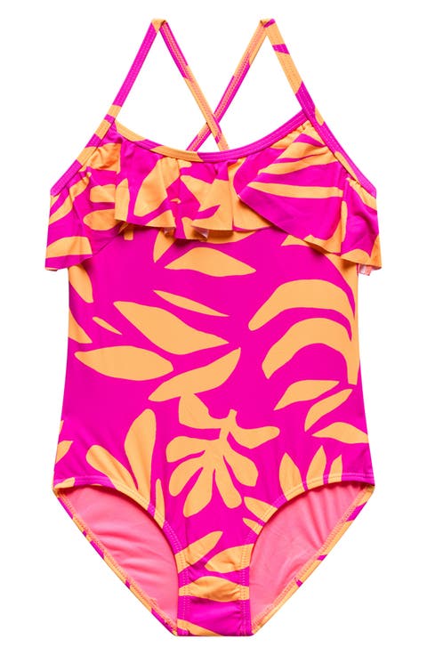 Kids' Ruffle Crisscross Strap One-Piece Swimsuit (Little Kid)