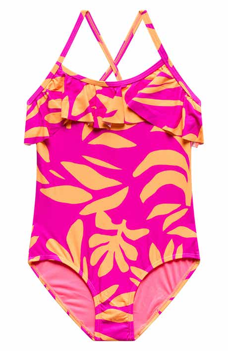 Kids' Ruffle Crisscross Strap One-Piece Swimsuit