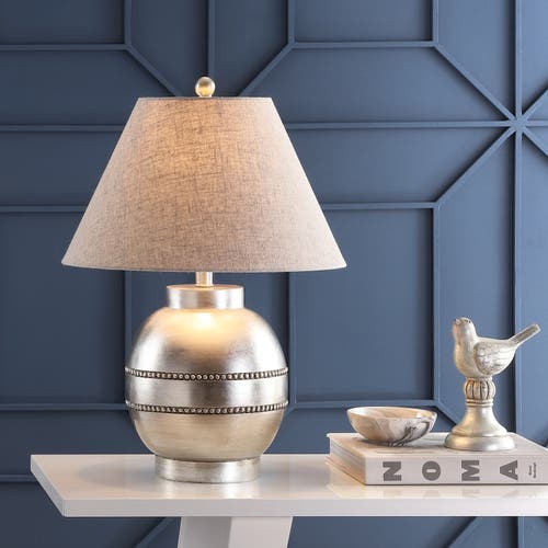 Jonathan Y Zelda 24.5" Resin Led Table Lamp, Antique Silver In Antique Silver