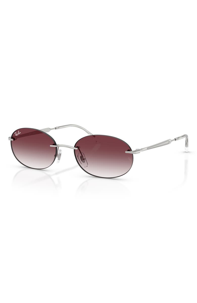 Ray-Ban 54mm Gradient Oval Sunglasses, Alternate, color, Silver / Clear Dark Violet