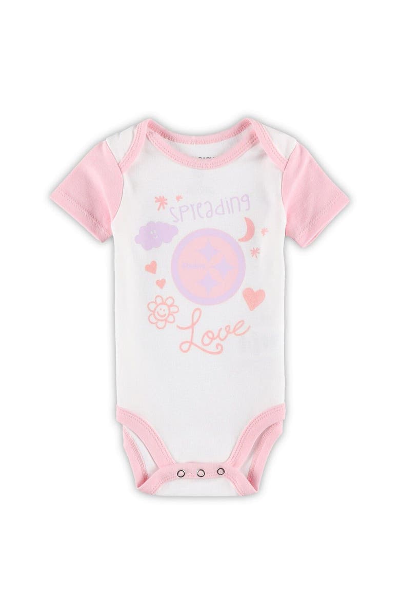 Outerstuff Girls Newborn & Infant White Pittsburgh Steelers Spreading Love Bodysuit and Tutu Leggings Set, Alternate, color, White