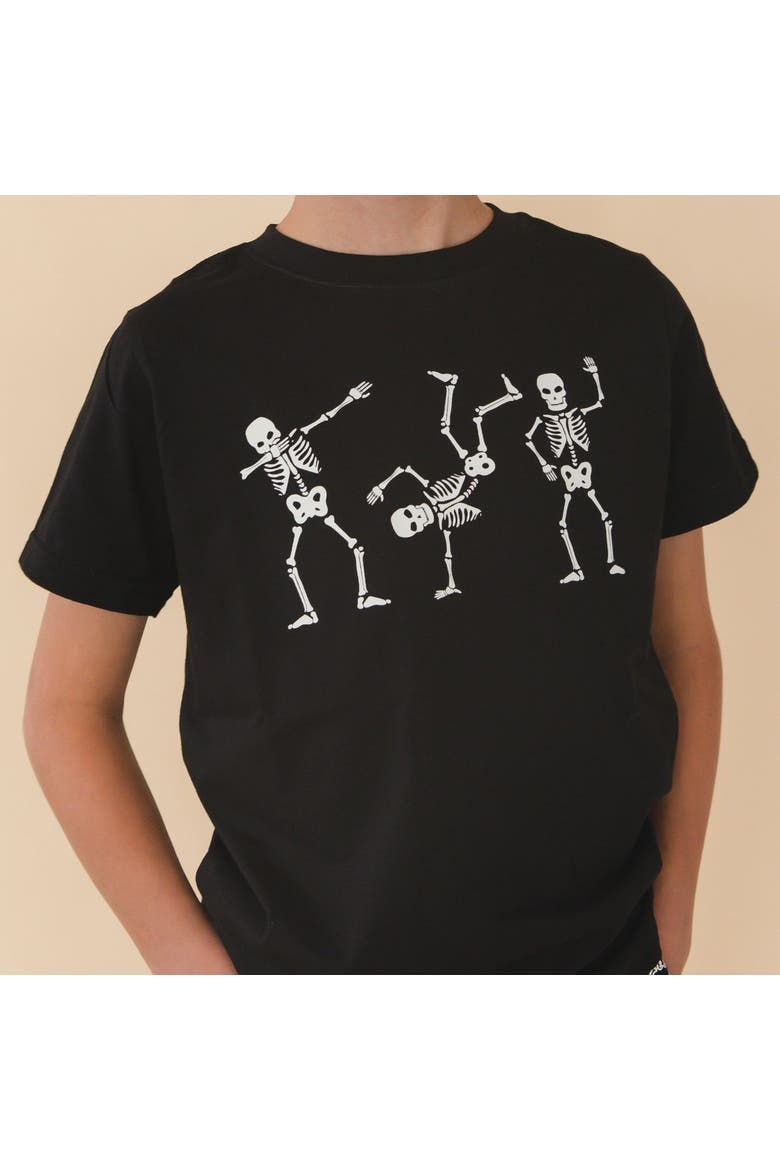 Glow In The Dark Silly Skelly Halloween Short Sleeve T-Shirt, Alternate, color, Black