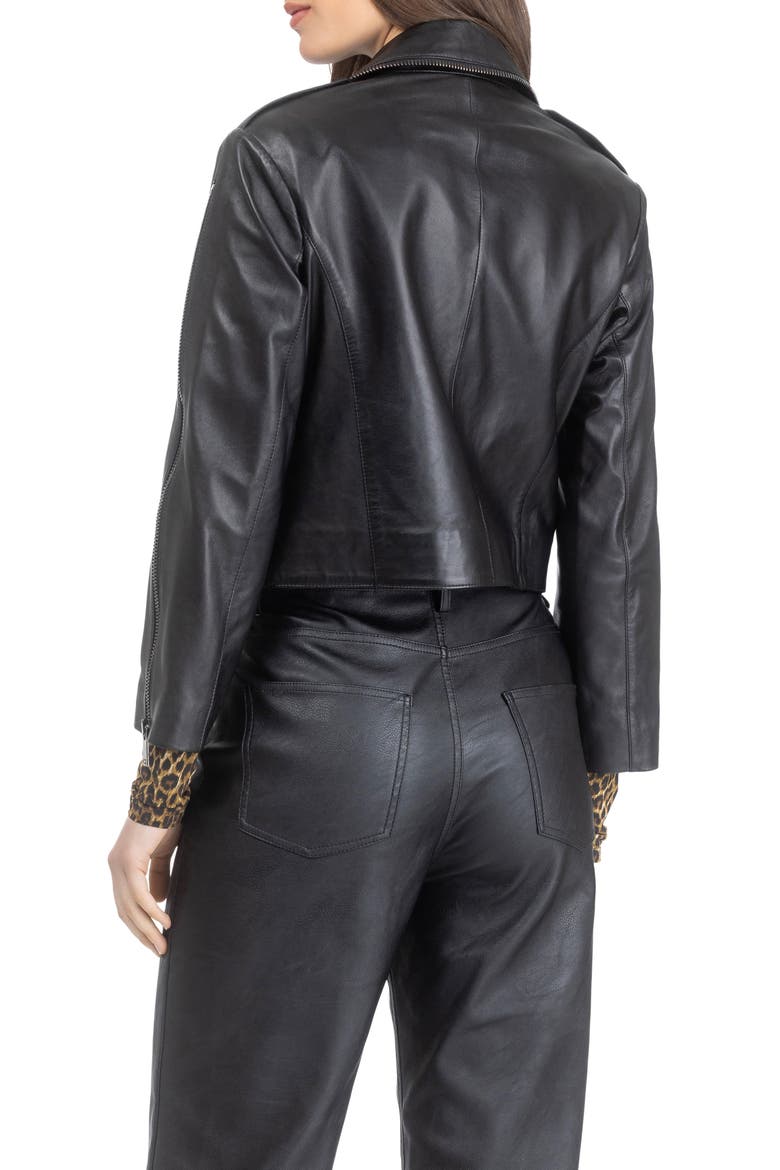 Leather Moto Jacket, Alternate, color, BLACK
