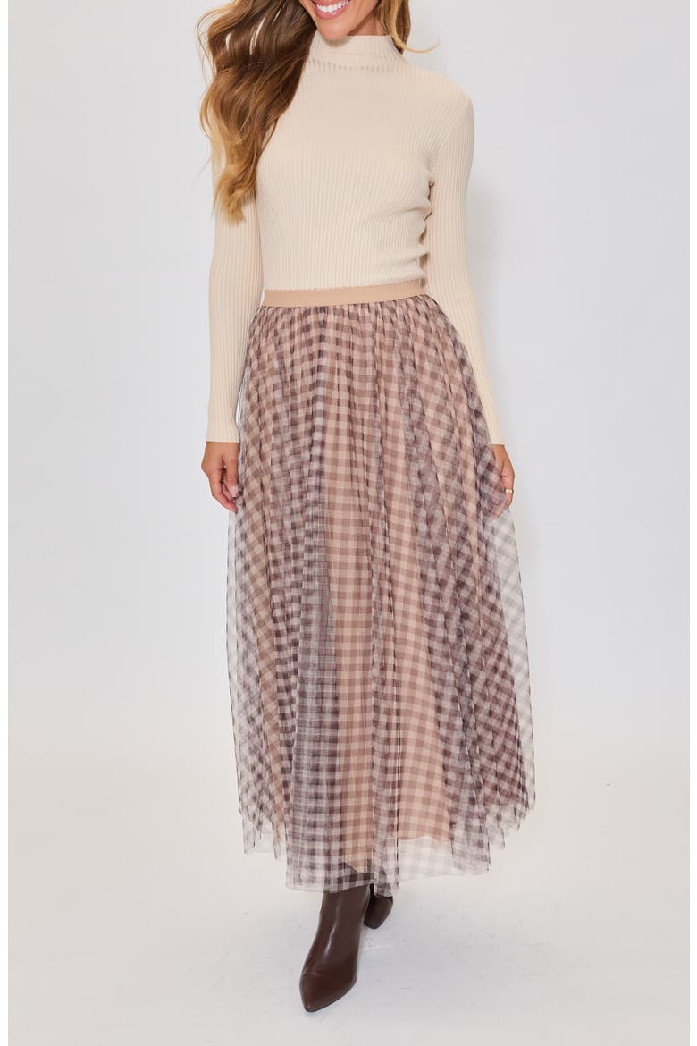 Maple Hill Gingham Maxi Skirt, Alternate, color, TAUPE
