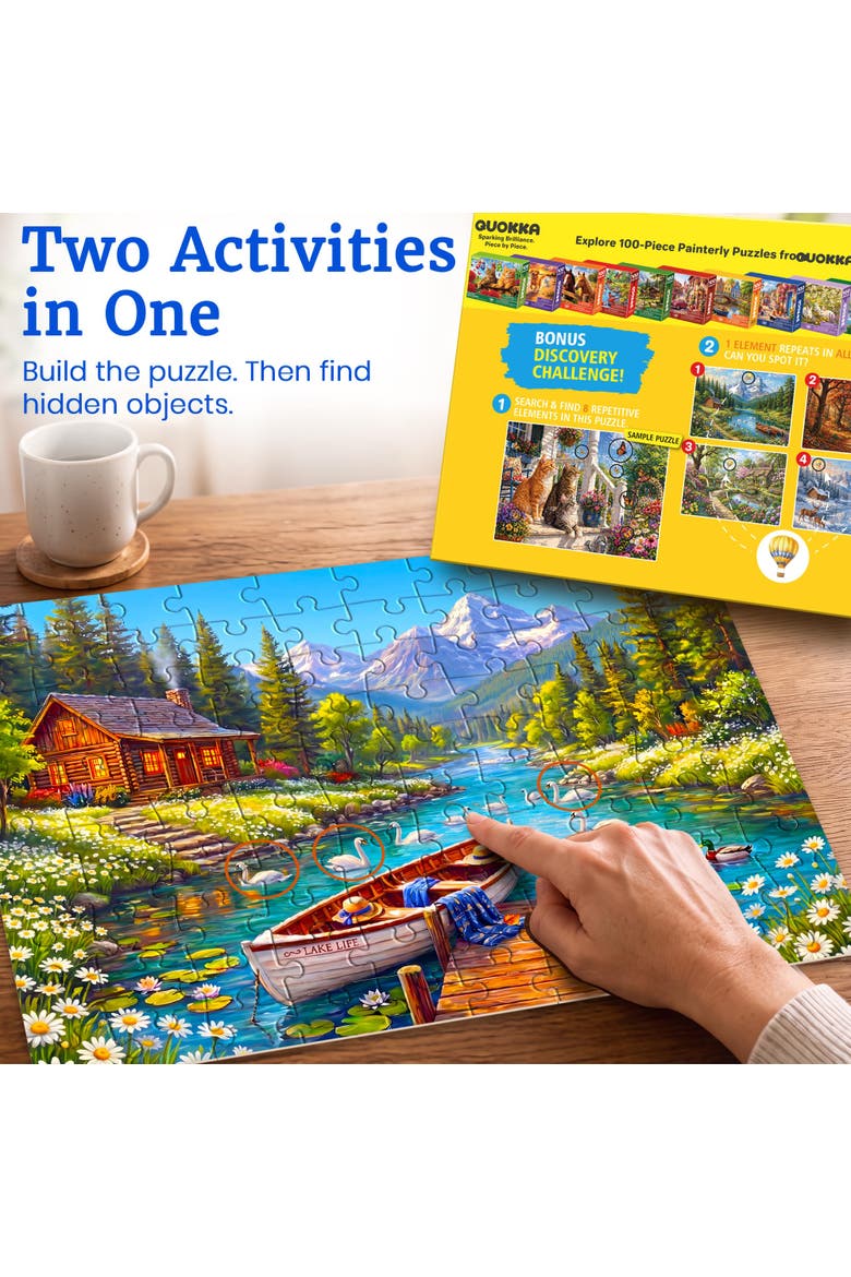 100 Piece Jigsaw Puzzles for Adults & Seniors - 4 Pack Large Piece Puzzle Set, Alternate, color, Seasons