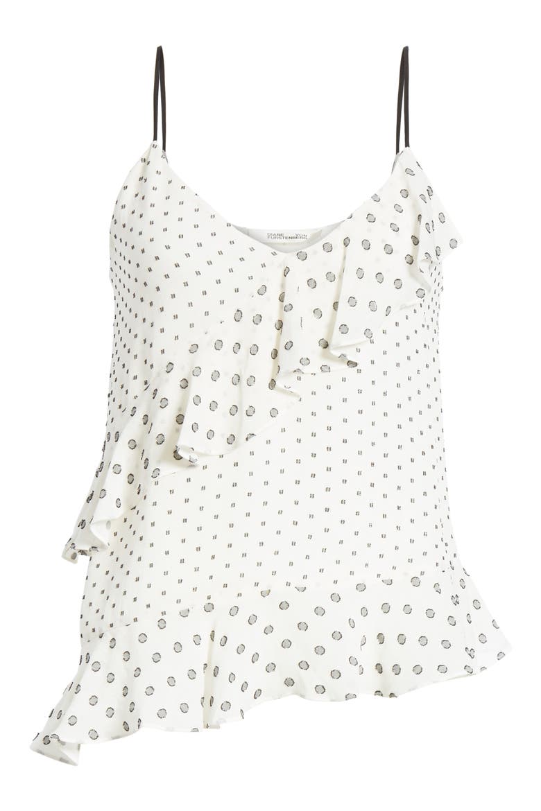 Lara Multi Clip Dot Asymmetrical Camisole, Alternate, color, IVORY/ BLACK