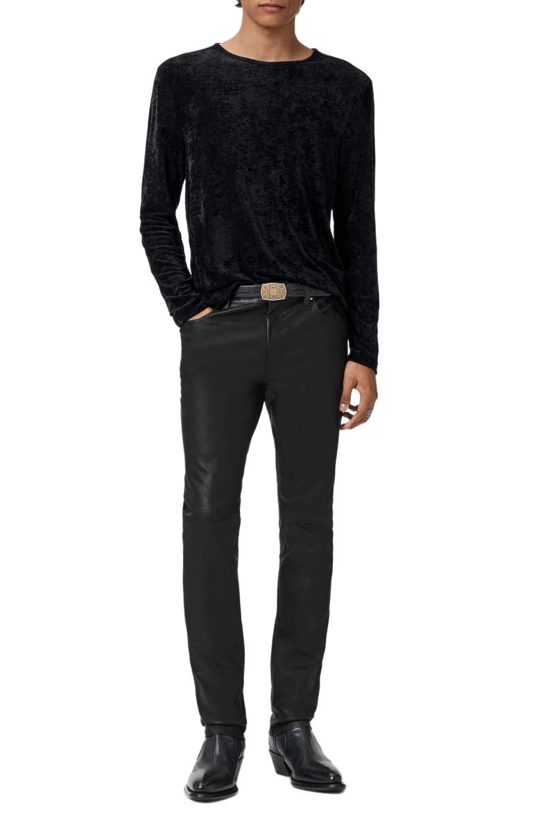 John Varvatos Sandro Long Sleeve Velvet Top, Alternate, color, Black