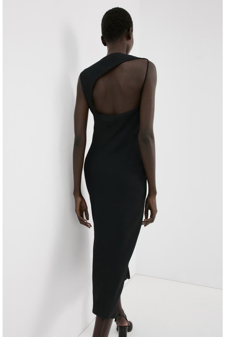 Open Back Midi Dress, Alternate, color, BLACK